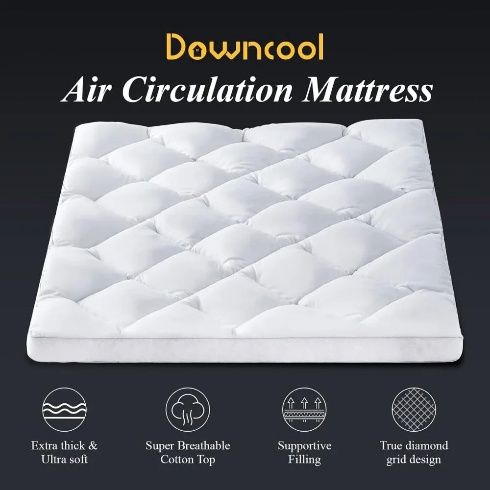 DOWNCOOL 3 Inch Twin Mattress Topper, Ultra Thick Fluffy Supportive Memory Foam